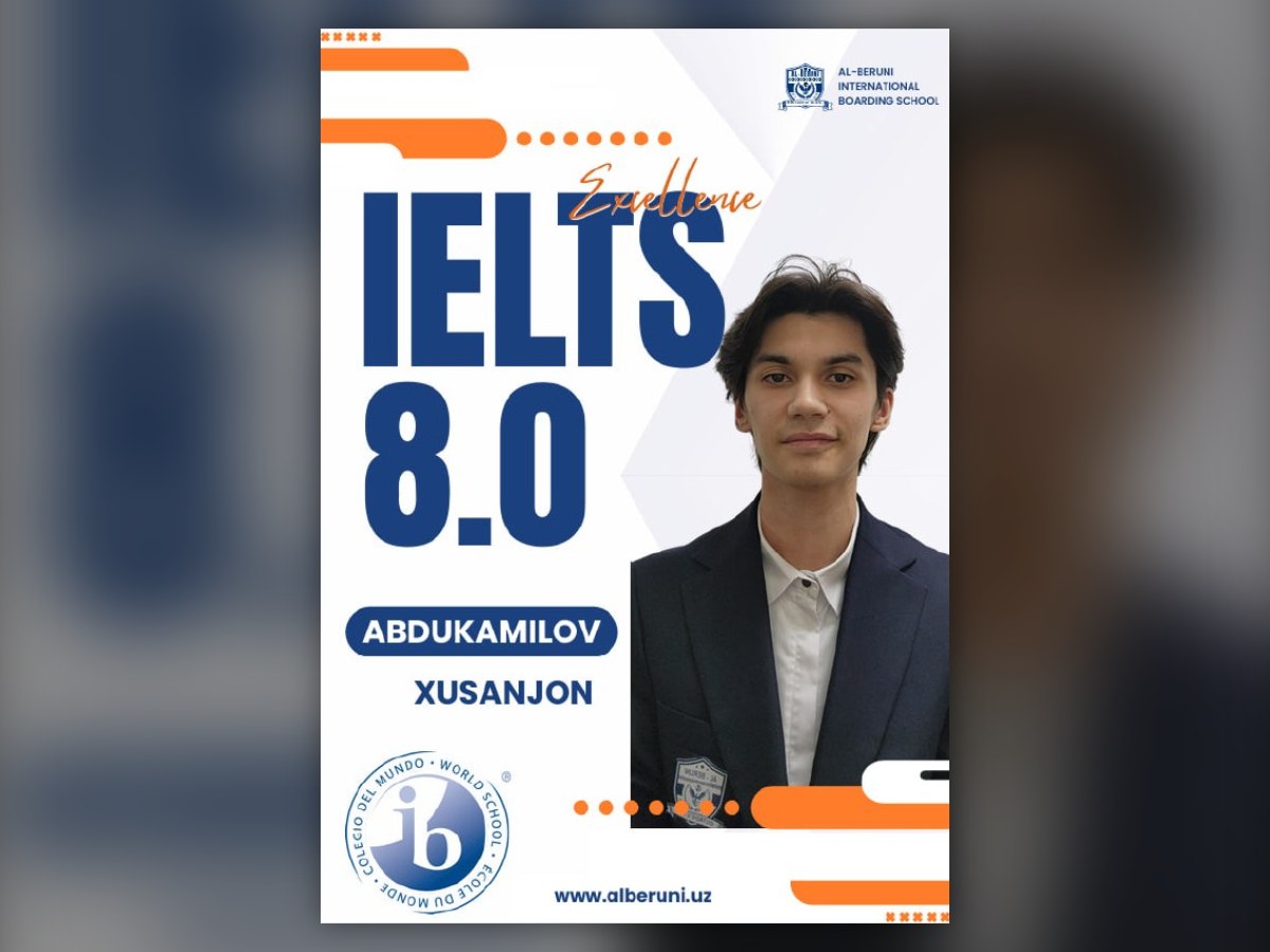 IELTS 8.0 — Al-Beruniy o‘quvchisidan yana bir yuqori natija!